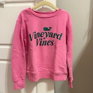 Vineyard Vines Bright Pink Sweatshirt with Green Logo